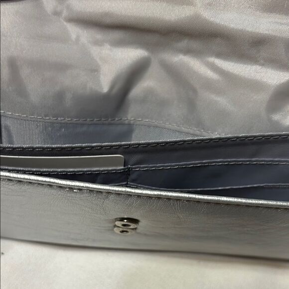 Minicci Silver Ruched Clutch with Wristlet - Picture 6 of 6